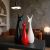 Home Decor Lucky Deer Statue Family Piano Finish Ceramic Figures - (Set of 3, Red Black, White)
