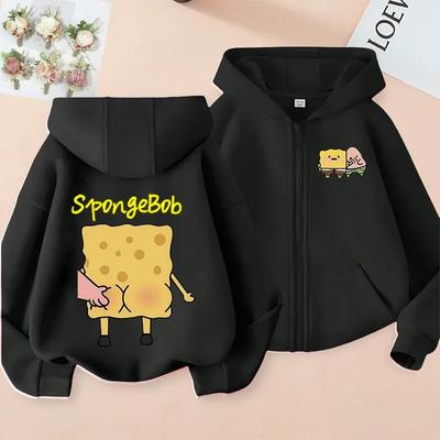 Spongebob Patrick Star Cartoon Anime Family Clothes Boys And Girls Spring Autumn And Winter Zipper Hoodie Parent-child Sweaters