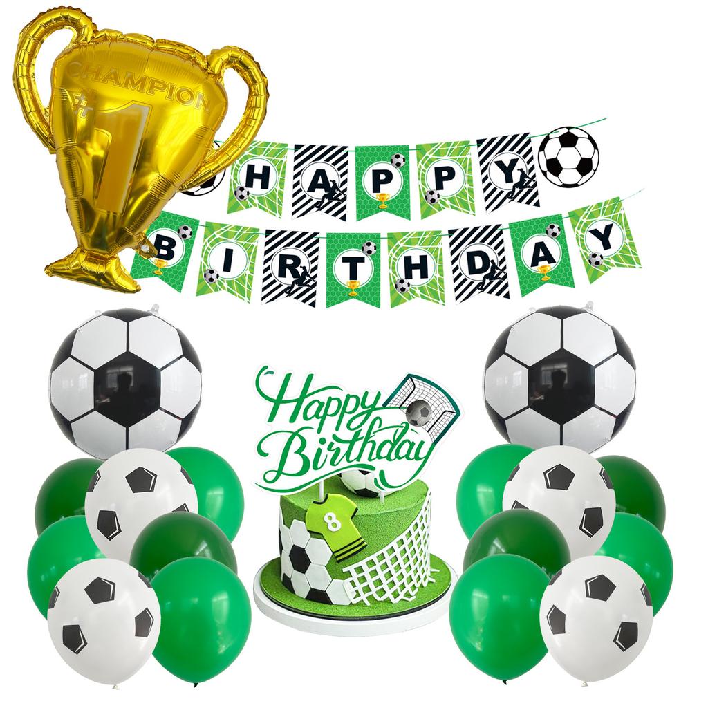 Neue Fußball Trophäe Aluminiumfolienballon Flaggen Set Geburtstagsballon Party Dekoration Sportthema