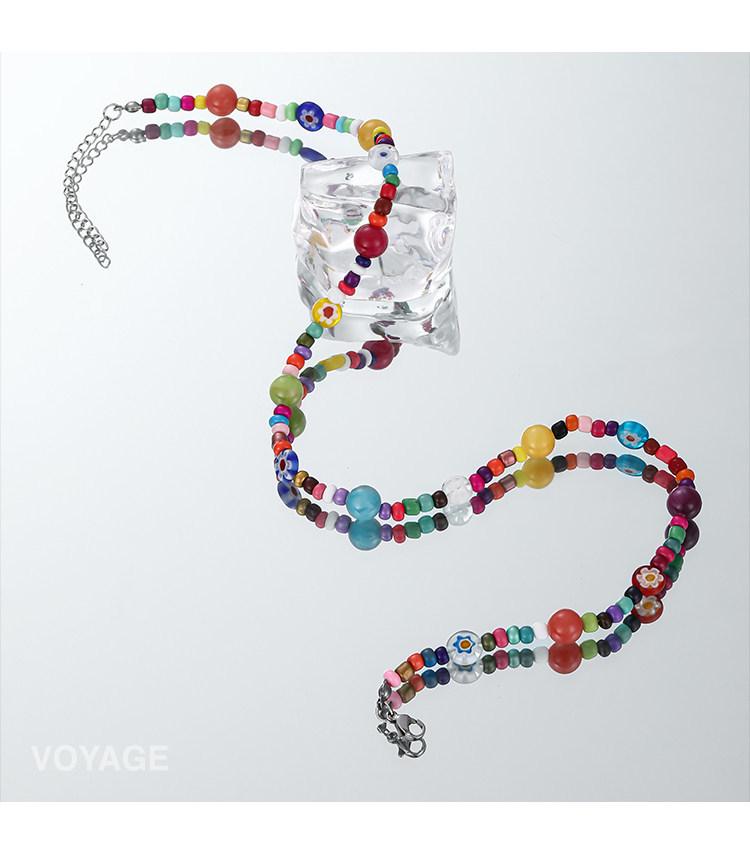 Colorful Flower Glass Beads Necklace for Women - Light Luxury, Sweet Cool Clavicle Chain, High-End Summer Accessory