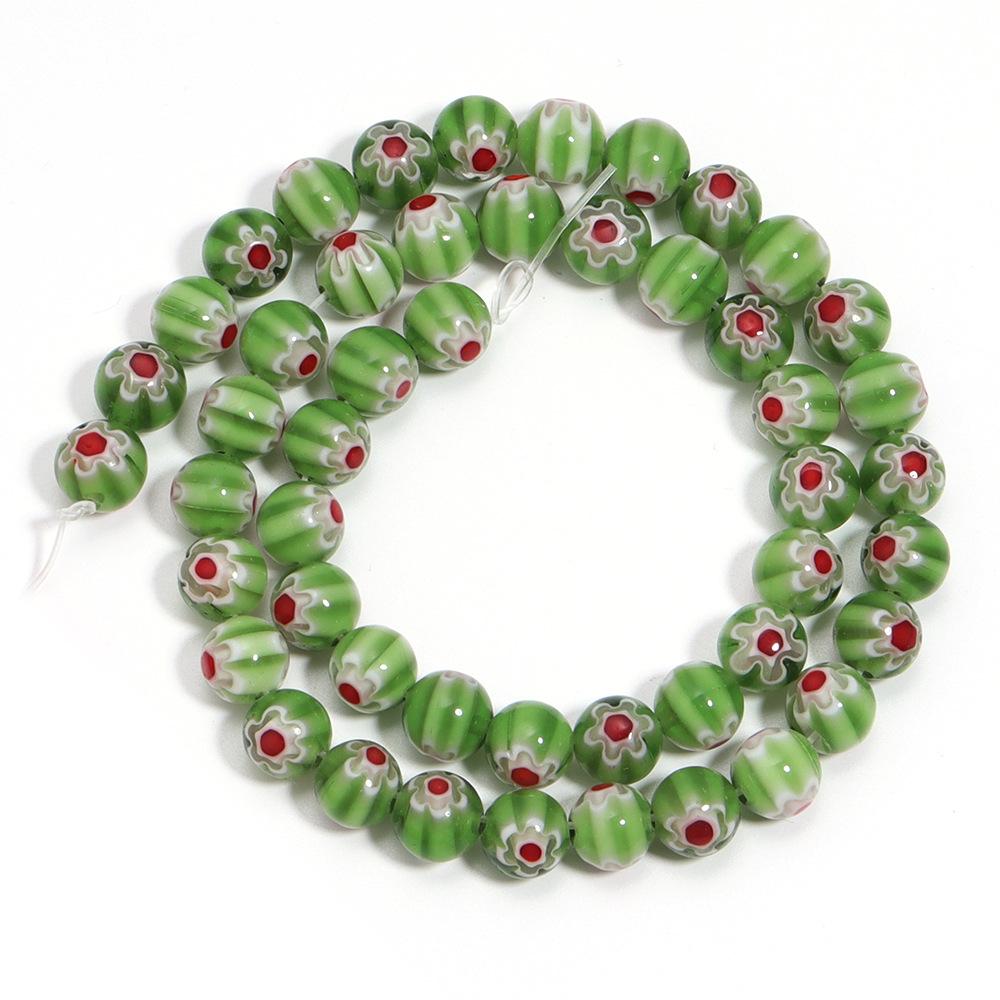 Bunte runde Lampwork-Perlen mit Millefiori-Muster für DIY-Handarmbänder