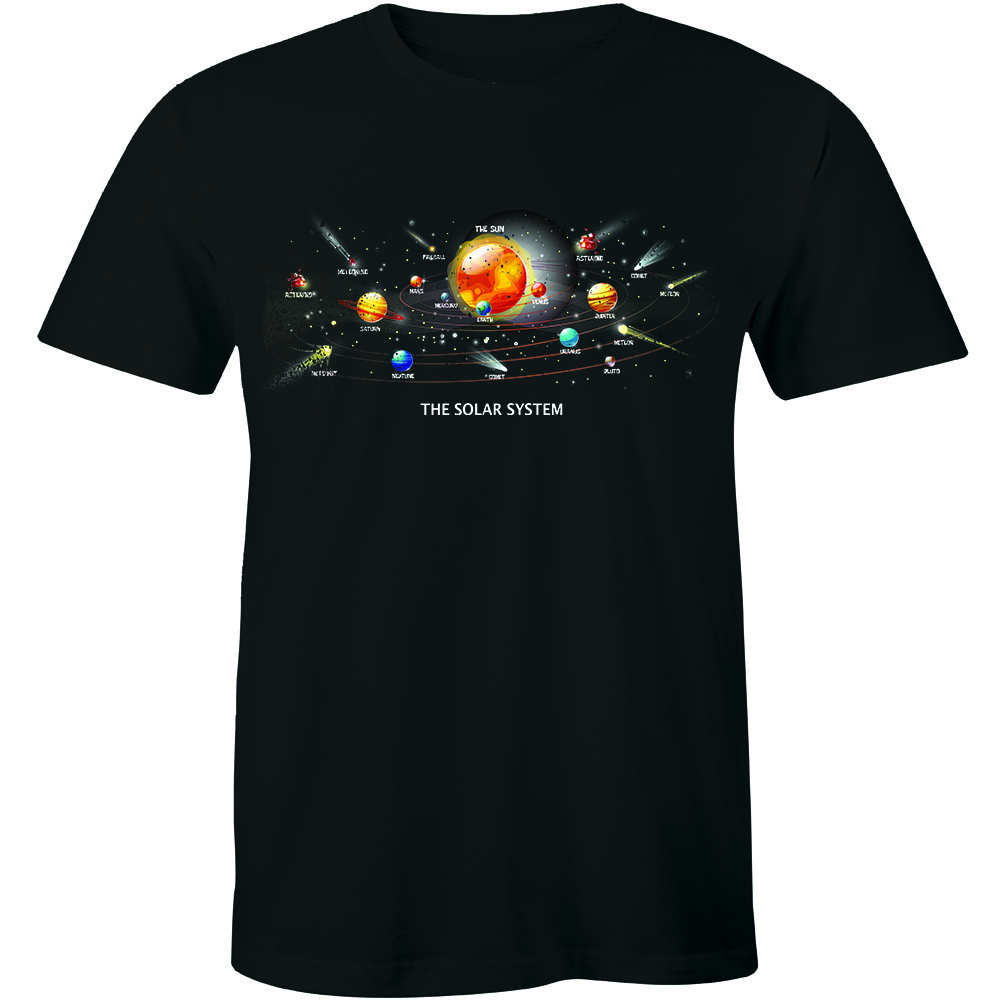 Solar System Shirt Funny T-shirt Space Astronomy Fashion Retro Planets Cool Tee L
