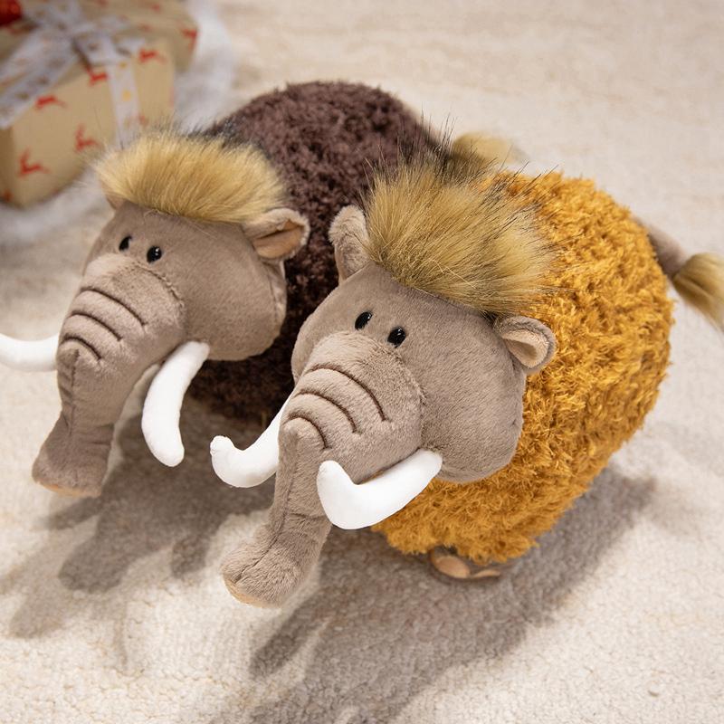 Lifelike Mammoth Mammonteus Brown Elephant Soft Plush Toy Emulational Animal Doll Stand for Boys And Girls Birthday Xmas Gift