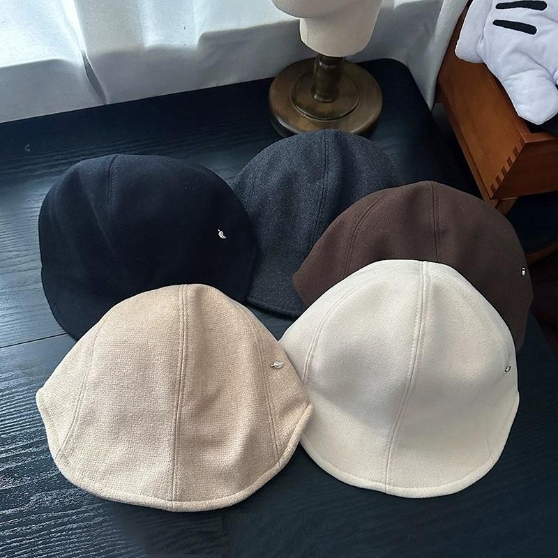 Soft-Brimmed Woolen Solid Color Beret for Women Autumn and Winter Fashion  Beret Simple and Versatile, Warm Forward Cap