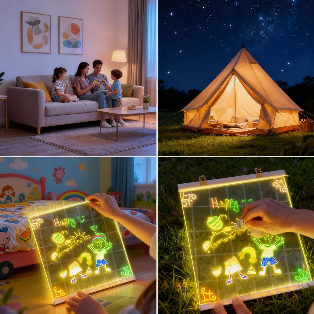 Light Up Acrylic Message Board Rewritable DIY Children's Glowing Drawing Board Message Lamp With 7 Colorful Pens