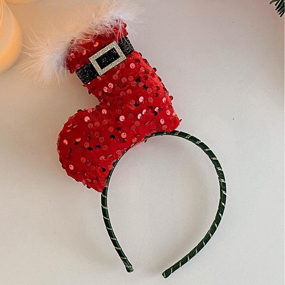 Red Christmas Hat Hair Hoop Festival Merry Christmas Headbands Cute   Party Favors