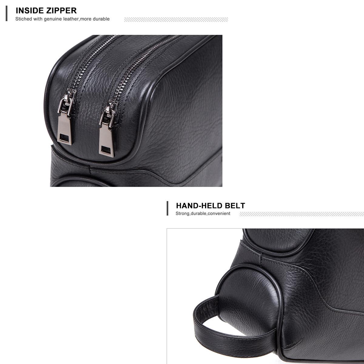 CONTACT S Crazy Horse Мужская косметичка из коровьей кожи чёрный — фото 8