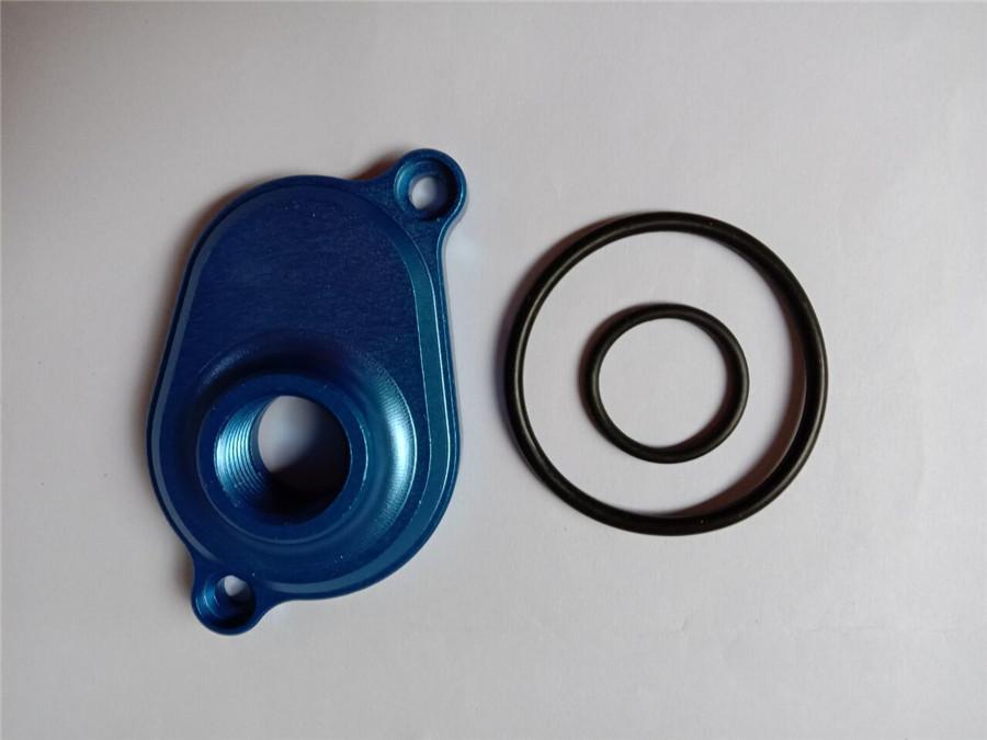 Aluminum Oil Cooler Back Flush Adapter for Ford Powerstroke 03-07 6.0L Blue