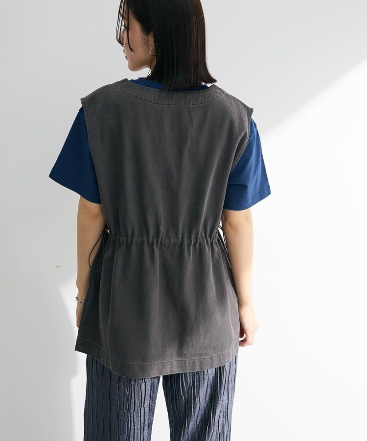 Sweater Pigment Drawstring Charcoal Gray [Green Parks] Vest, Vest, Women's,