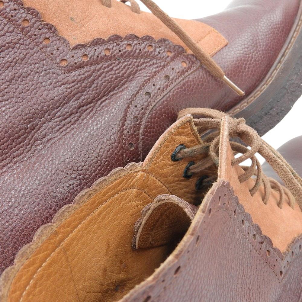 TAKEO KIKUCHI Leather short boots for men, brown, size 25 1/2 shoes 25.5 BrownUsed