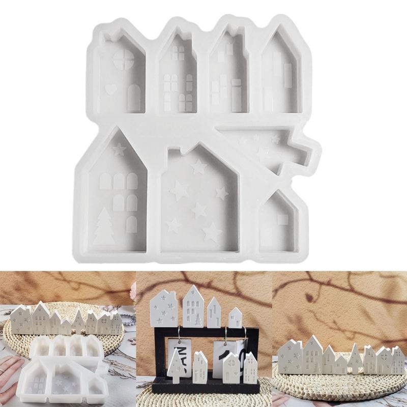 Christmas Tabletop Accent Crafting Moulds Silicone Mold Collection for House Themed Crafts and Home Display Ornament