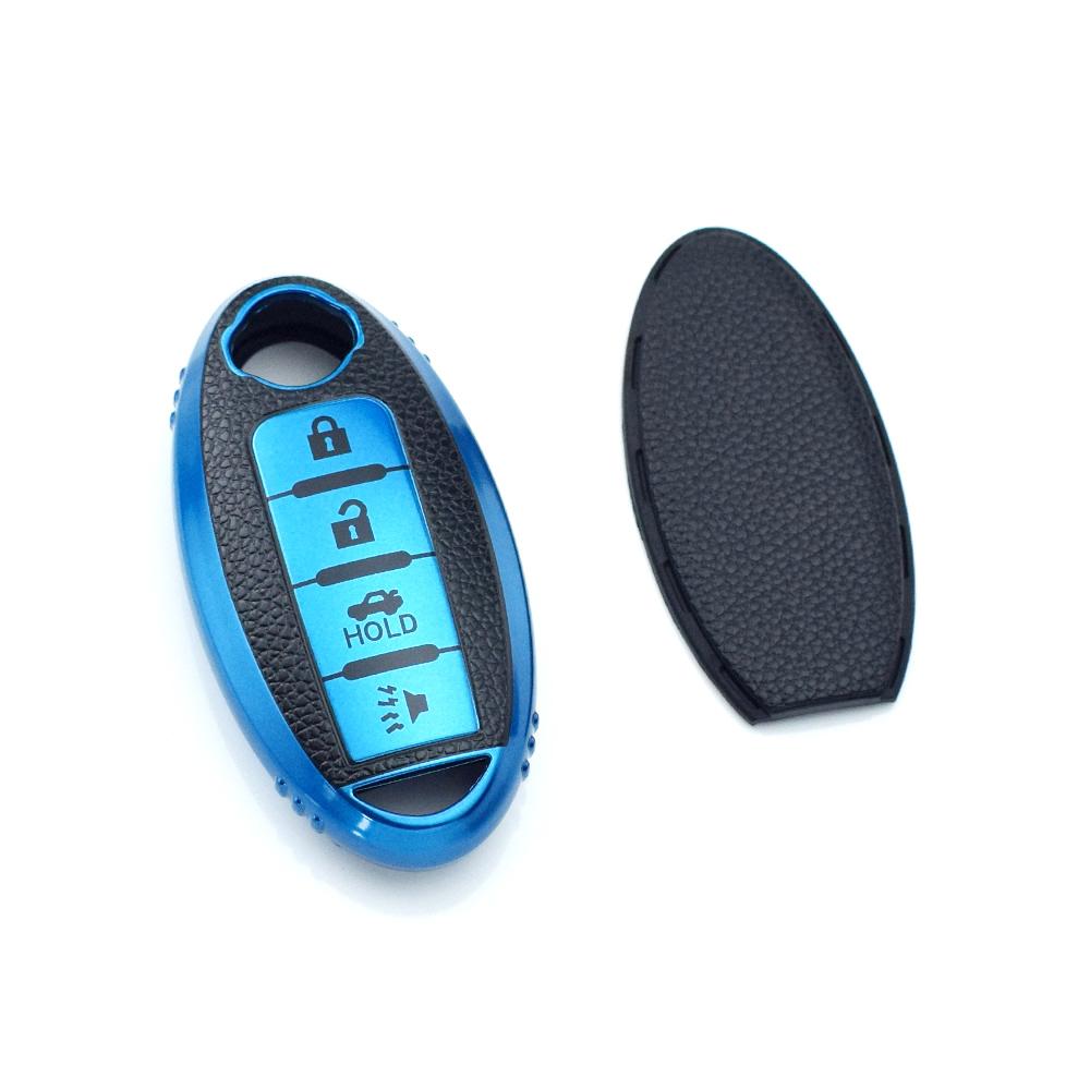 4 Buttons Shell Fob Holder for Nissan Qashqai J11 J10 X Trail T32 Versa Note Patrol Leaf Micra Leather TPU Car Key Case Cover Accessories
