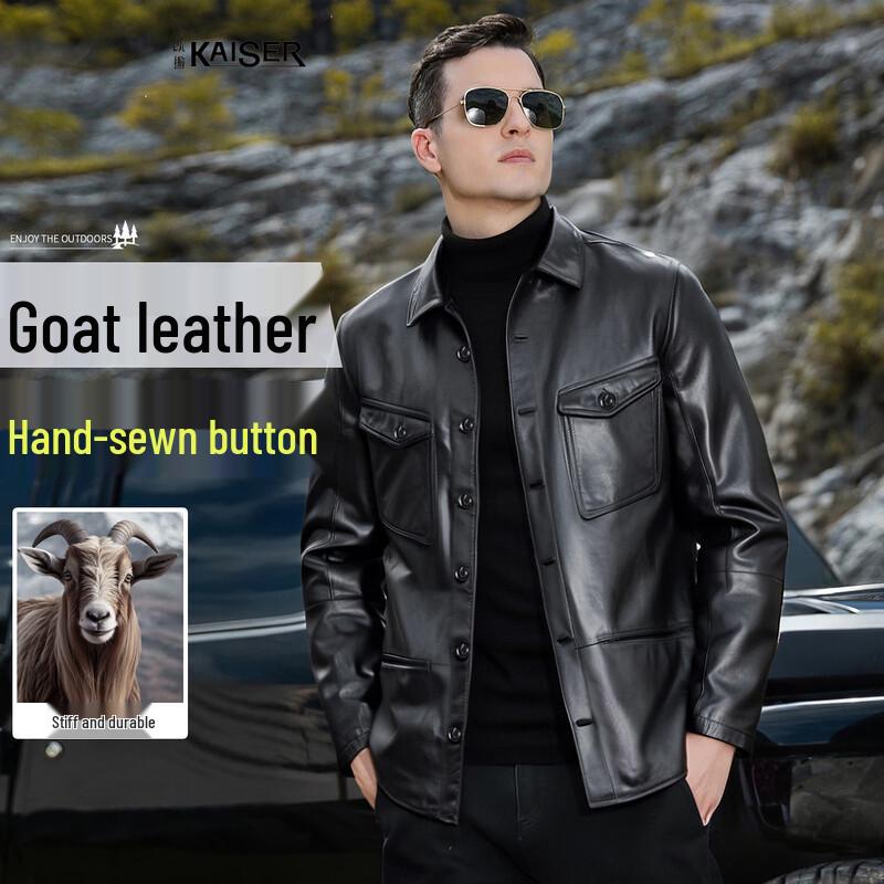Caesar Men s Goatskin Leather Jacket 2XL