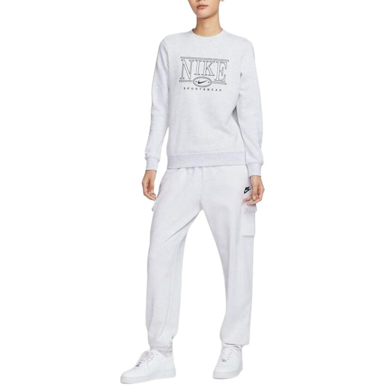 Nike Einfacher Rundhals-Pullover Langarm-Sweatshirt Damen-Sweatshirt Weiß Grau HJ0981-051