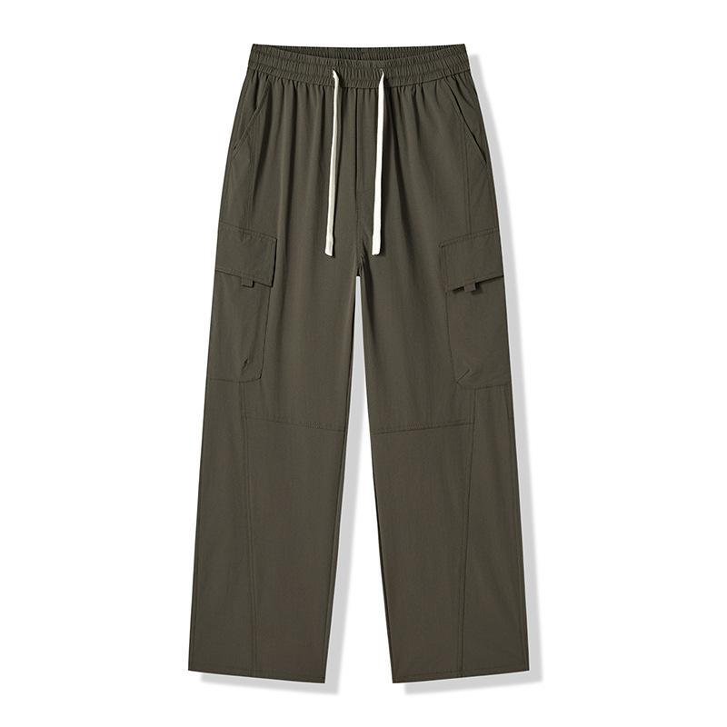American tooling trendy brand loose straight long pants men's solid color fashion versatile wide leg drape lace-up casual pants