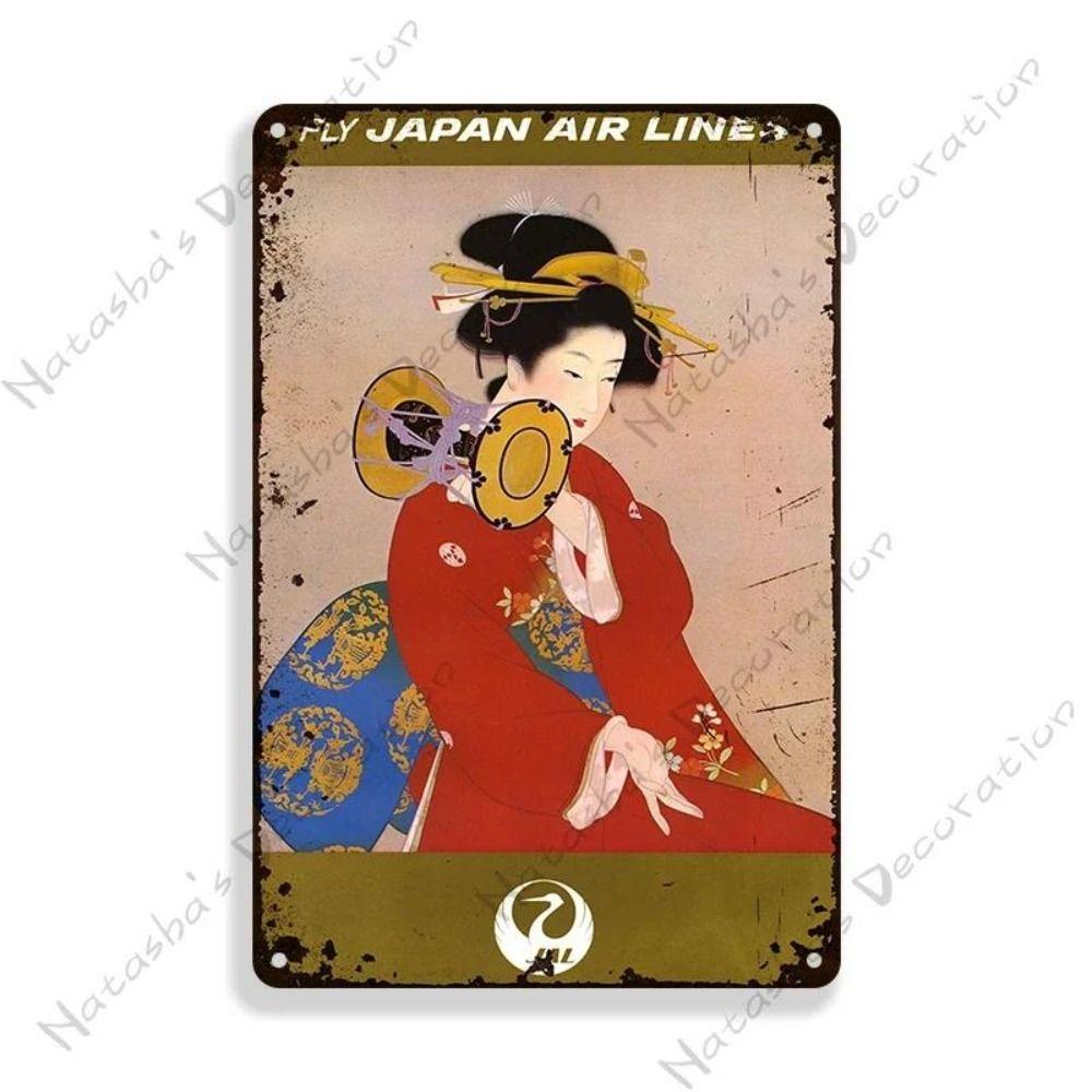 Metal Poster Japanese Ukiyo-e Retro Wall Art Vintage Home Bar Cafe Decor