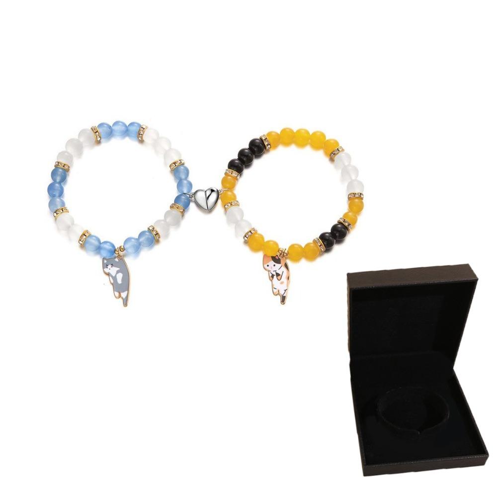 1Pair Beaded Lovers Friendship Bracelet Bangle Cartoon Cat Hand Chain  Couple