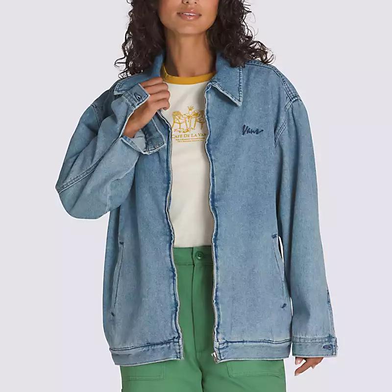New Vans Denim Jacket Women's Gray Blue VN000MARCDX