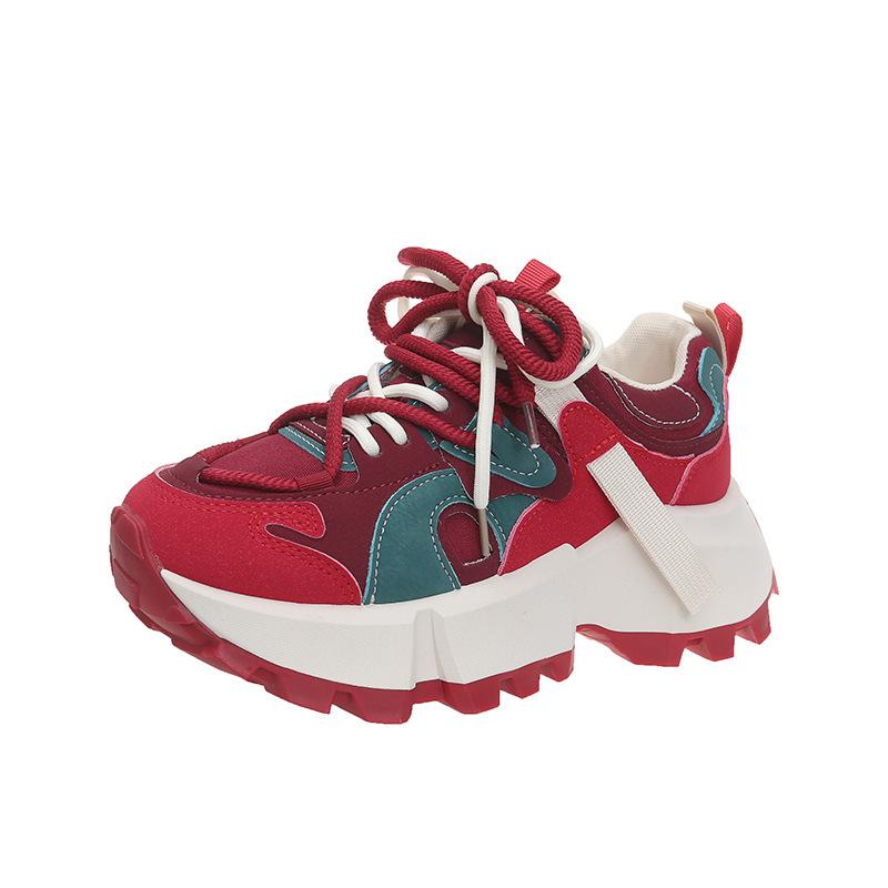 Retro Color Matching Dad Shoes Women's 5 Spring and Summer New Thick-soled Small Forrest Gump Shoes European Goods List Sports Shoes