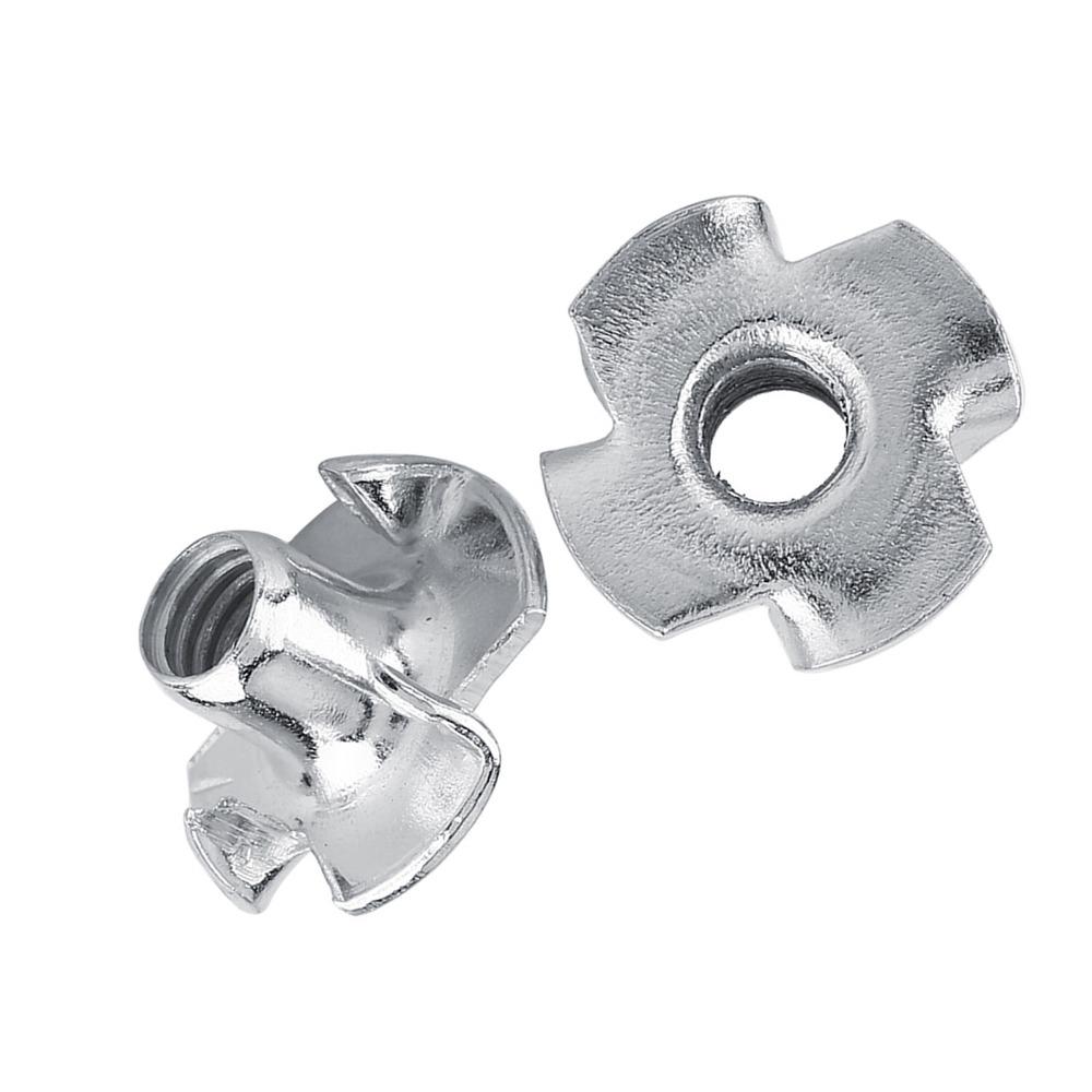 50pcs M3 Four Pronged Tee Nuts Zinc Plated Woodworking Fastener Furniture T Nut Furniture Fastener