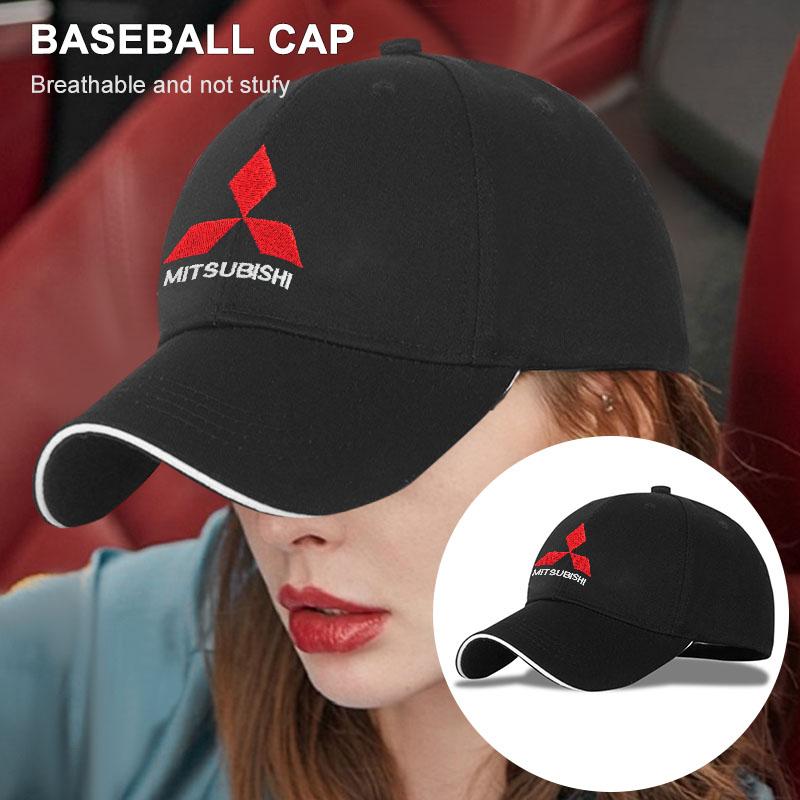 Unisex Baseball Caps with Car Logo Breathable Adjustable Hip Hop Hats Solid Color Hat For Mitsubishi Lancer ASX Outlander L200