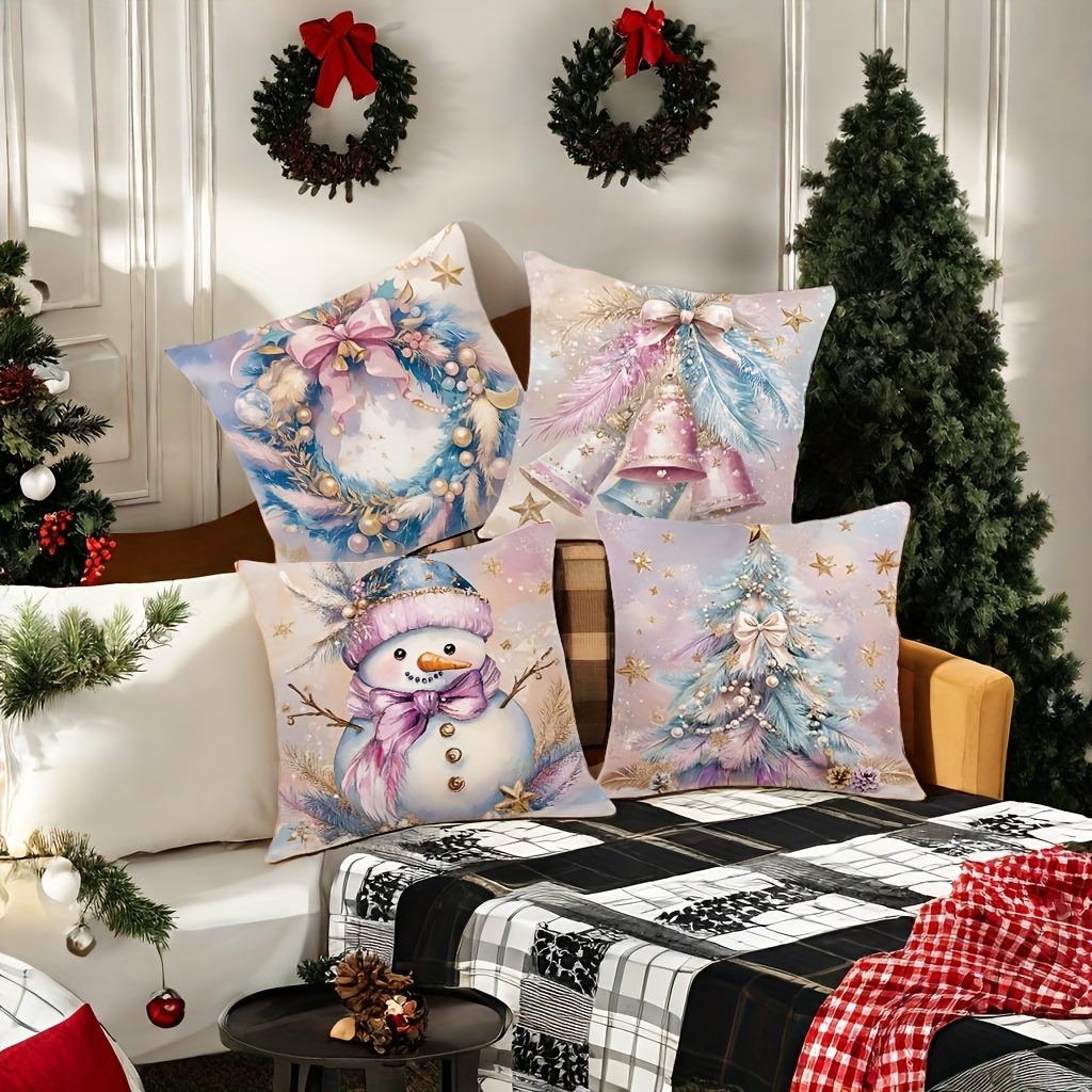 Christmas decoration pillow cover color bells snowman garland pattern living room sofa cushion cover room home decoration