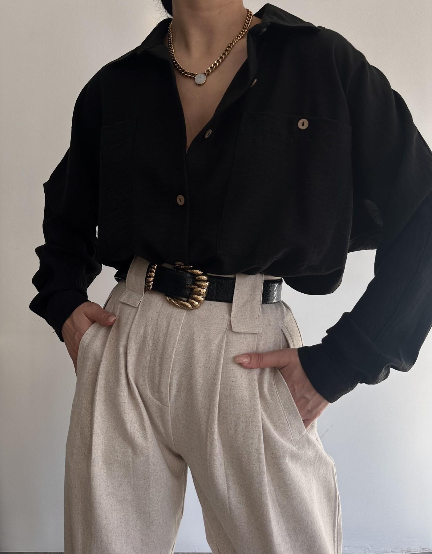 

Черная льняная рубашка Bohemai Modus Vintage
