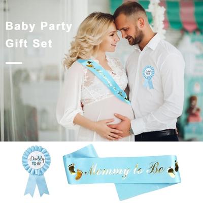 2Pcs Mommy To Be Sash Blue Pink Daddy To Be Badge Baby Shower Party Expectant Mother Father Costume Decoration Photo Prop Gender Reveals Gift