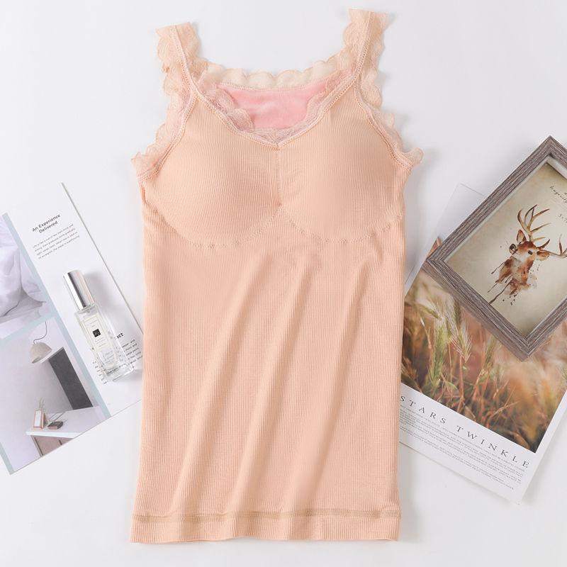 Autumn and Winter Bear Fairy Thermal Underwear Elastic Slim Bottom Vest Fleece Thickened Thermal Top Suspender Large Size