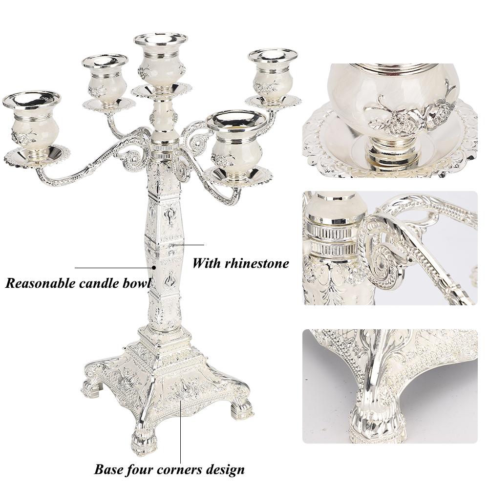 European Vintage Home Candelabra Embossed Candle Holder Dinner Table Wedding Ornaments
