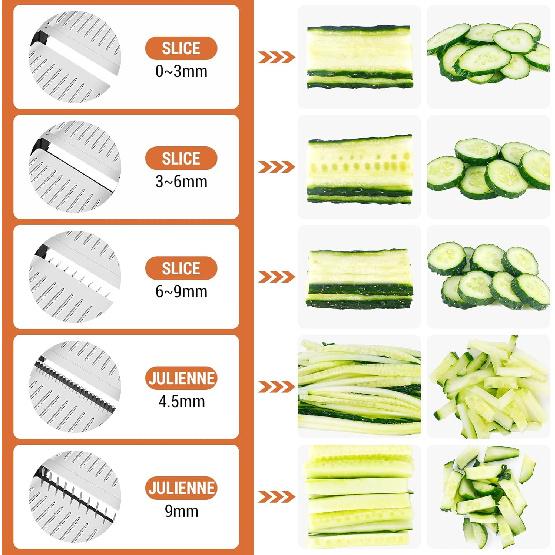 Mandoline Slicer for Kitchen, Mandolin Vegetable Slicer Julienne with Knob Control, Adjustable Thickness (Safety Gloves Included)