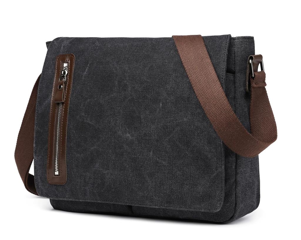 Canvas Shoulder A4 Messenger Crossbody Bag with Back Large Perfect for and Casual CC2432 Black CC-MAX Men's Bag, Size, Bag, 14-inch Capacity, Pocket,