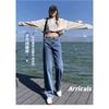 Wide Leg Jeans for Women Retro High Waisted Straight Leg Pants Jeans Adjustable Waist Circumference