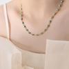 French Retro Colorful Enamel Titanium Steel Necklace & 18K Gold Bracelet - Versatile Personalized Niche Jewelry for Women