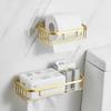 Brushed gold/Black Bathroom Roll Holder Aluminum Wall Mounted Shampoo Rack Toilet Paper Holder Bathroom Storage Basket Shelf