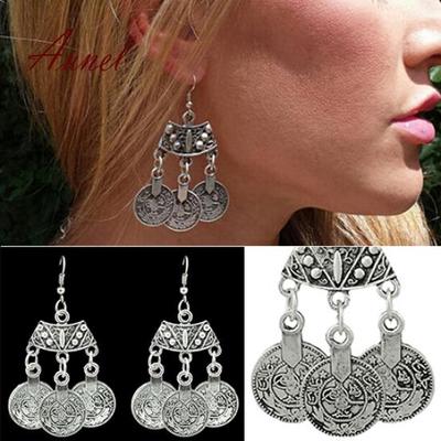 Fashion Bohême Plume Tassel Dangle Boucles d/'oreilles or vintage disque Lustre Dro