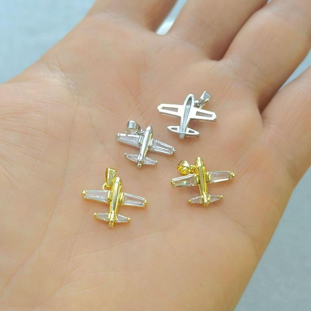 Contemporary Hip Hop Rock Airplane Pendant Necklace for Men & Women