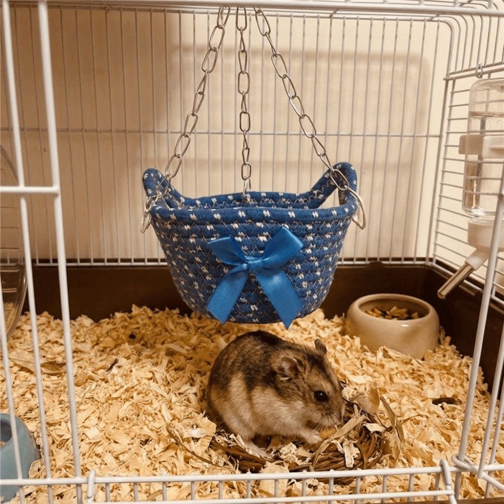 Breathable Hamster Hammock Bow Hanging Basket Bed Guinea Pig Hideout Small Animal Habitat