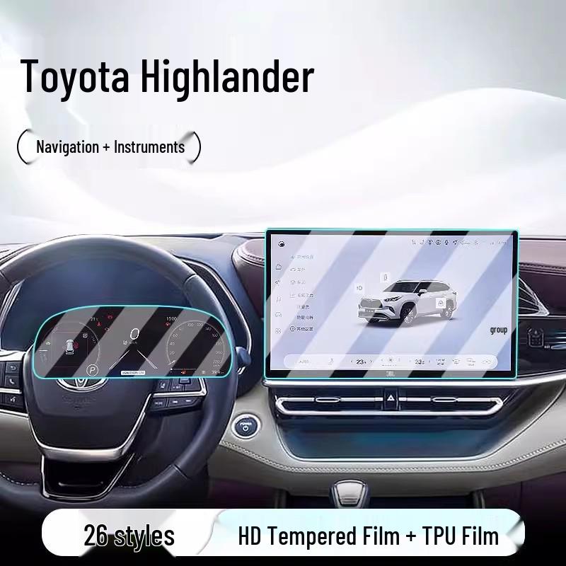 Toyota New Highlander Mittelkonsolen-Navigationsbildschirm-Schutz - Gehärtete Folie für 26-Modell Armaturenbrett-Display.