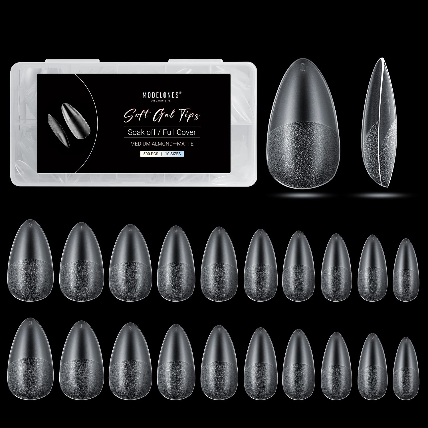 

Modelones Ногти Короткие Полные Миндаль Прозрачные Профессиональные 00057 Типсы, Овальные, Предварительно Отшлифованные, Набор из 510 Штук, Покрытие, Ногти, Типсы, Практика, Использование, Самостоятельные Гель-Ногти,