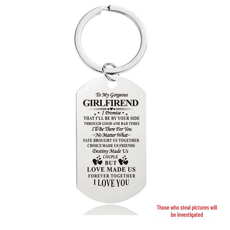 Breloc Militar Gravat din Oțel Inoxidabil - Cadou de Ziua Îndrăgostiților pentru Cupluri