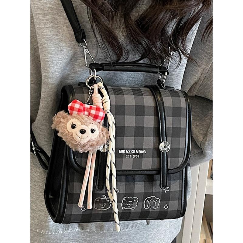 Schoolbag simple foreign style plaid backpack 1011 new fashion trend niche design backpack casual commuter bag