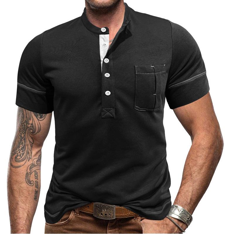 Men's Classic Henley Shirts Casual Workout Short Sleeve Button T-Shirt with Pocket Summer Slim Fit Lightweight Tee Tops for Men Basic Henley Shirts