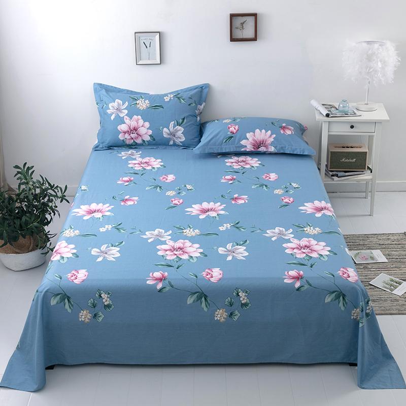 100% Cotton Country Floral Flat Sheet 3 Pieces Tulip Bed Sheet Set Soft Botanical Flower Blossoms Bed Cover with 2 Pillow Cases