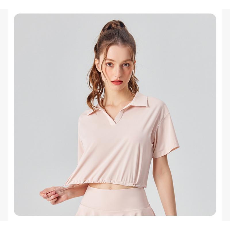 Yoga Fitness Short-sleeved T-shirt Women's Casual Sports High Neck Fitness Clothing Sunscreen Quick-drying Tops