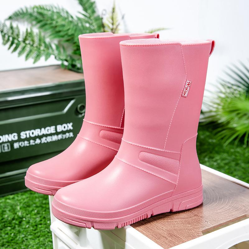 

Rain shoes women s adult medium tube rain boots wear non-slip water shoes velvet kitchen rubber shoes fashion 36 кавун червоний колір