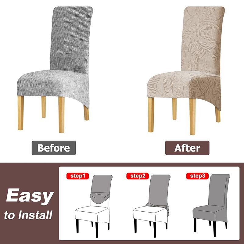 1PC High Back XL Size Dining Chair Covers Stretch Jacquard Chair Seat Covers Nordic Washable Protector Cover for Wedding Party