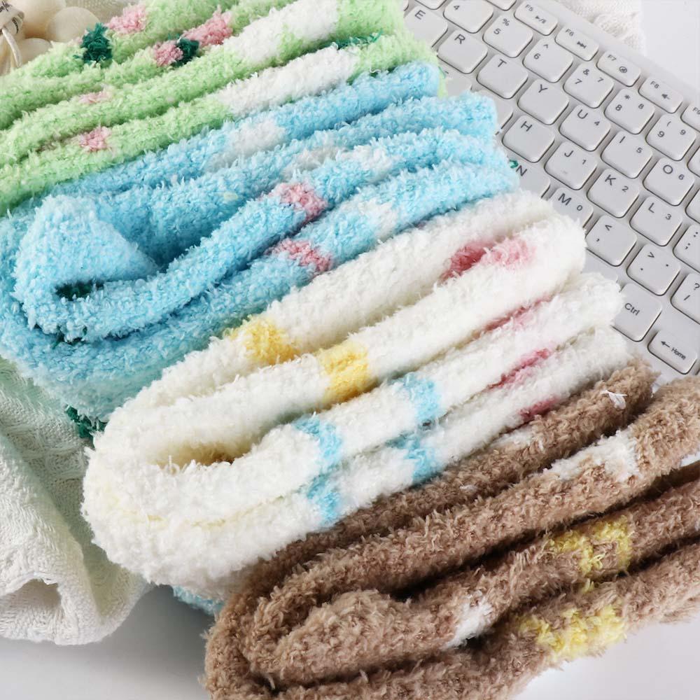 Female Hosiery Coral Velvet Socks Plush Sleeping Socks Comfortable Flower Pattern Socks  Thicken