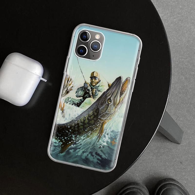 Carp Fish Fishing Rod Hook Phone Case Cover for iPhone 18 11 12 13 Mini 14 15 Plus 16 Pro Max 17 Air 7 8 + SE Art Customized Fundas