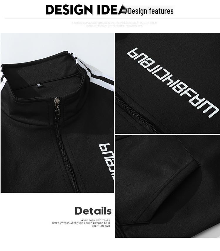 Men's Three-Stripe Hoodie & Jacket Sportswear Set for Spring/Autumn - Casual Running Outfit